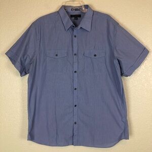 Banana Republic Men's Blue Thin Striped Short Sleeve Button Down Shirt size XL